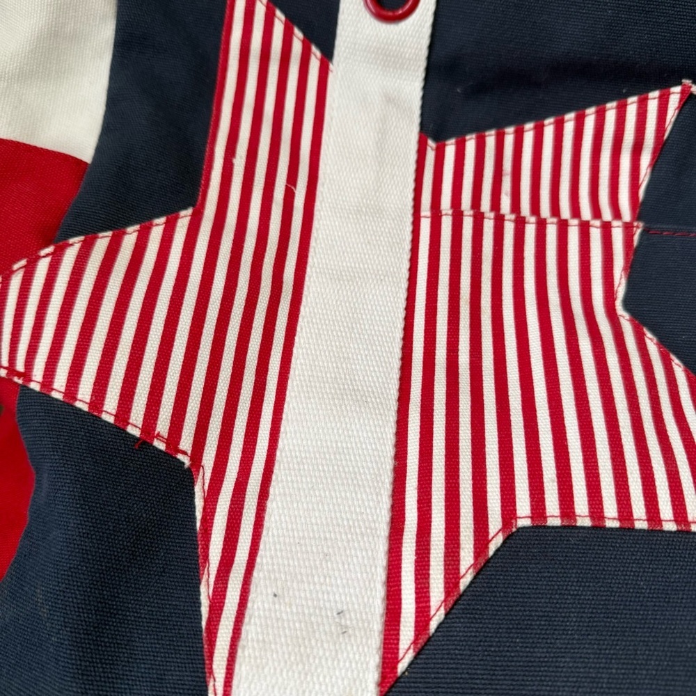 Large Red White and Blue Star Canvas Beach Weekend Tote Bag Large - Picture 3 of 9